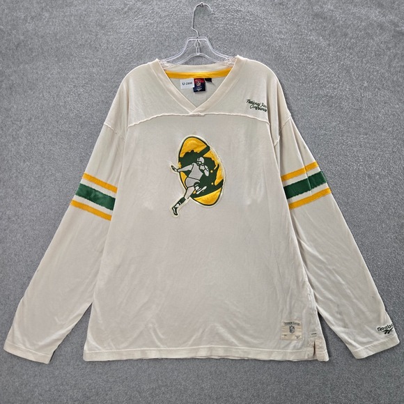 VINTAGE Green Bay Packers Men Shirt XL White Logo Gridiron Reebok Embroidered - Picture 1 of 11